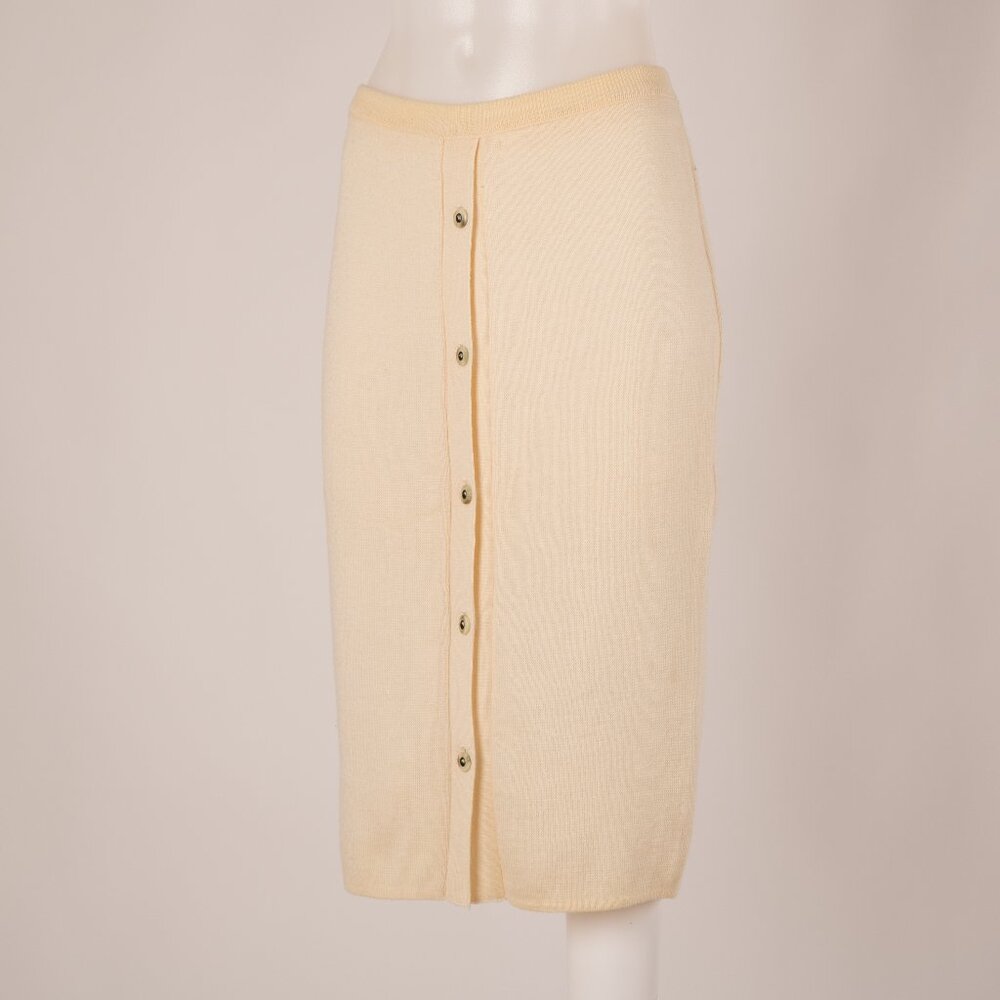 Rodier Cream Wool Blend Knit Pencil Skirt Size US 8-10